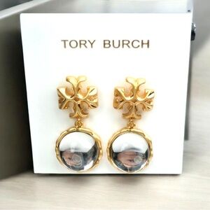 Tory Burch Roxanne Clear Stone Drop Earrings In Gold - New